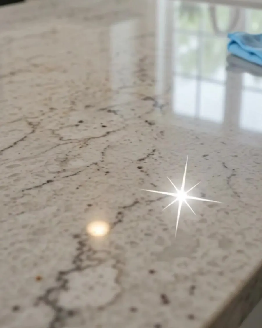Spotless marble kitchen counter